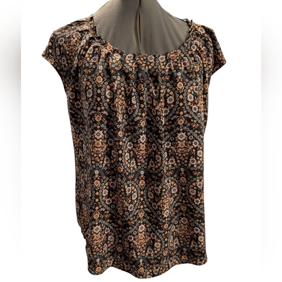 LC Lauren Conrad Women's Pleated Scoop Neck Bow Tie Open Back Floral Top‎ - Picture 3 of 7